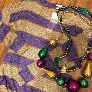 Purple and gold sequin sweater